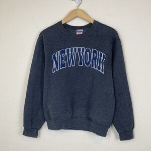Jerzees 90s Sweatshirt New York Graphic Preppy Academia Crew Size S